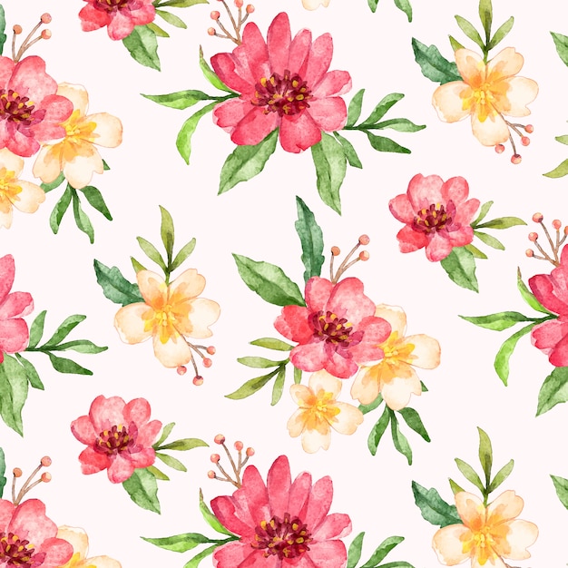Free vector watercolor colorful floral motif pattern