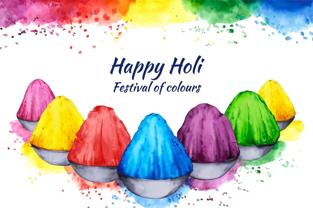 Watercolor colorful holi gulal