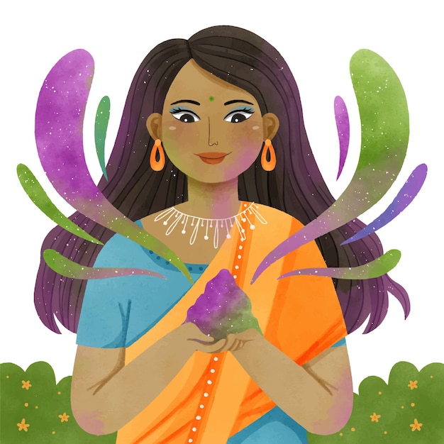 Free vector watercolor colorful holi gulal