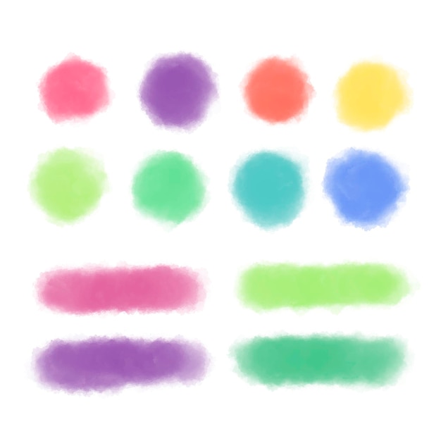 Free vector watercolor colorful shape set