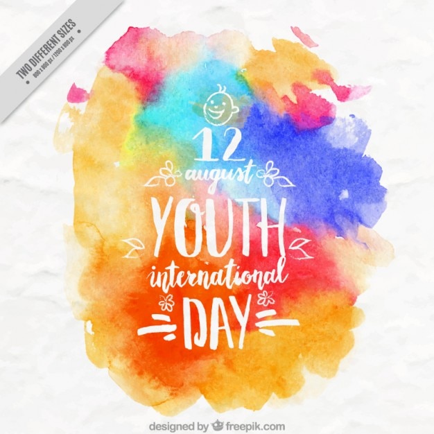 Free vector watercolor colorful stains youth day background