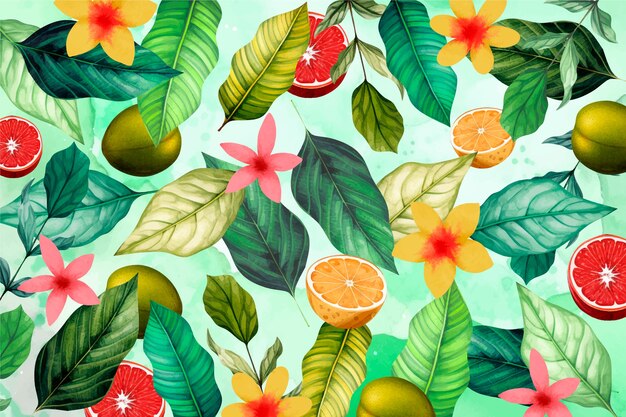 Watercolor colorful tropical background