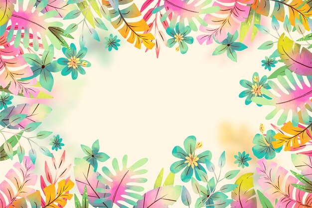 Free vector watercolor colorful tropical background