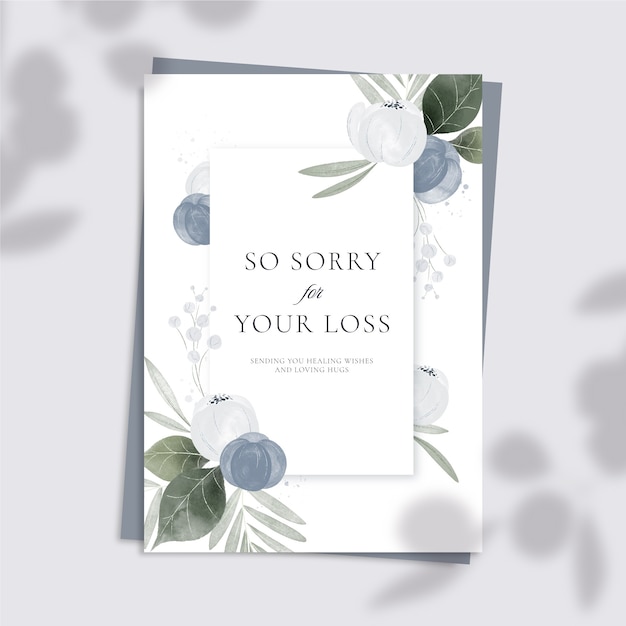 Free vector watercolor condolence card template