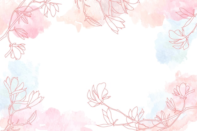 Watercolor copy space background with floral hand drawn elements