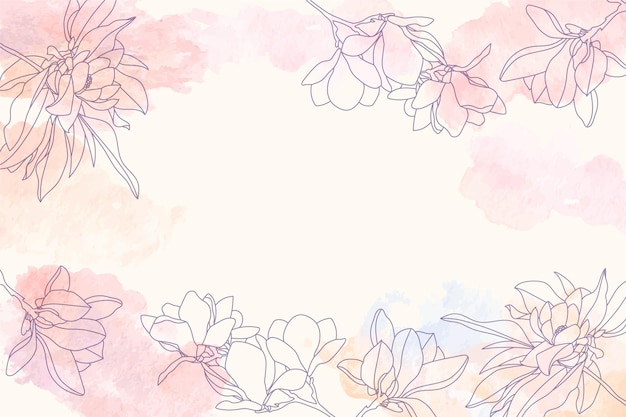 Watercolor copy space background with floral hand drawn elements