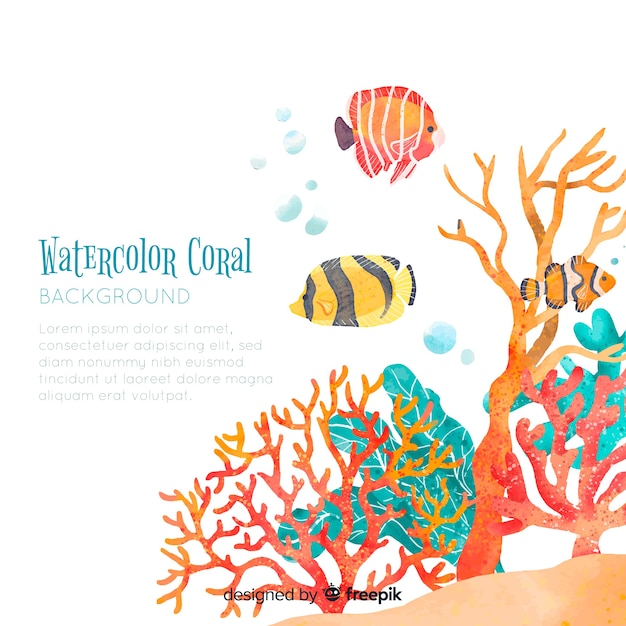 Watercolor coral background template