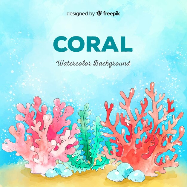 Акварель коралловый фон