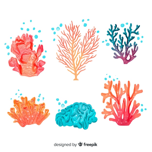 Free vector watercolor coral collection