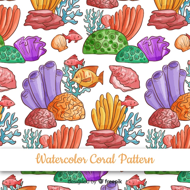 Free vector watercolor coral pattern