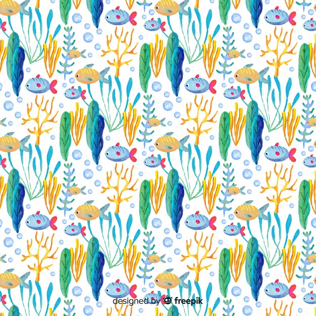 Watercolor coral pattern