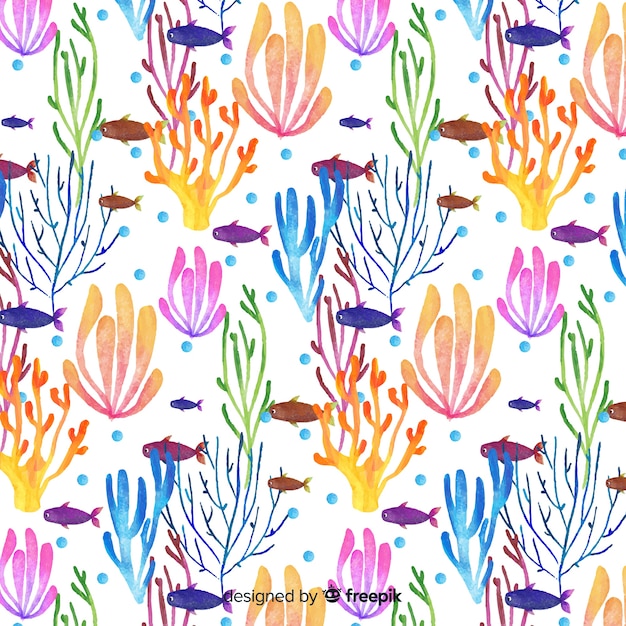 Free vector watercolor coral pattern