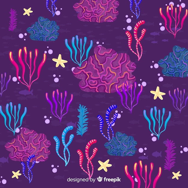 Watercolor coral pattern