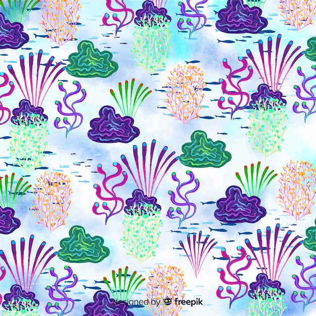 Free vector watercolor coral pattern