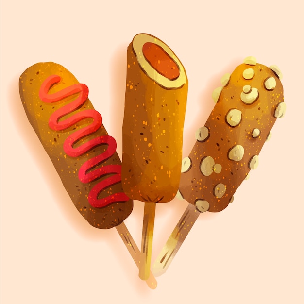 Free vector watercolor corn dog illustration