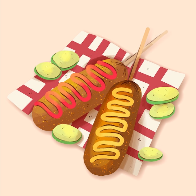 Free vector watercolor corn dog illustration