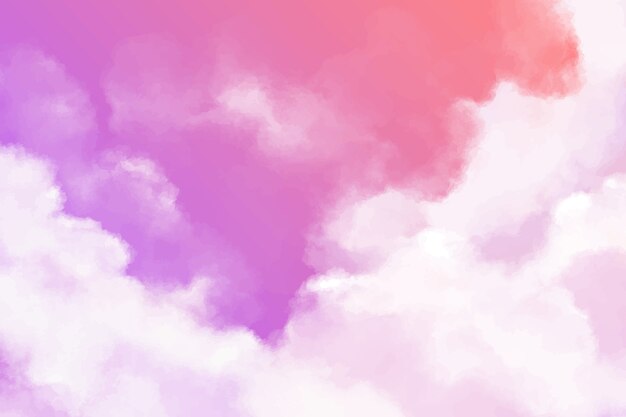 Watercolor cotton clouds background