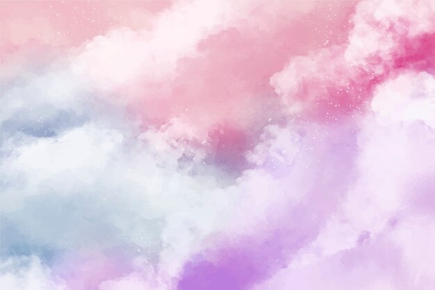 Watercolor cotton clouds background