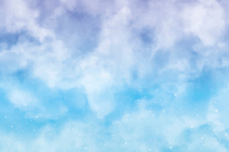 Free Vector watercolor cotton clouds blue background
