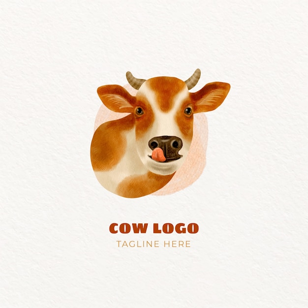 Disegno del logo della mucca dell'acquerello
