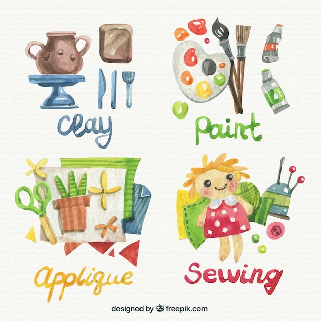 Free vector watercolor crafts equiment