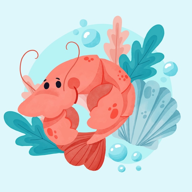 Free vector watercolor crawfish illustration