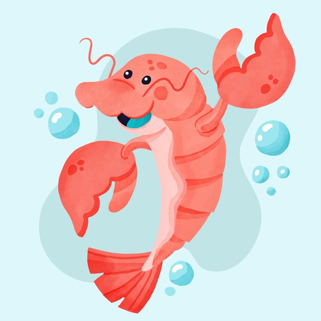 watercolor crawfish illustration