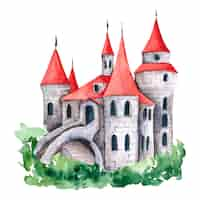 Free vector watercolor creative fairytale castle