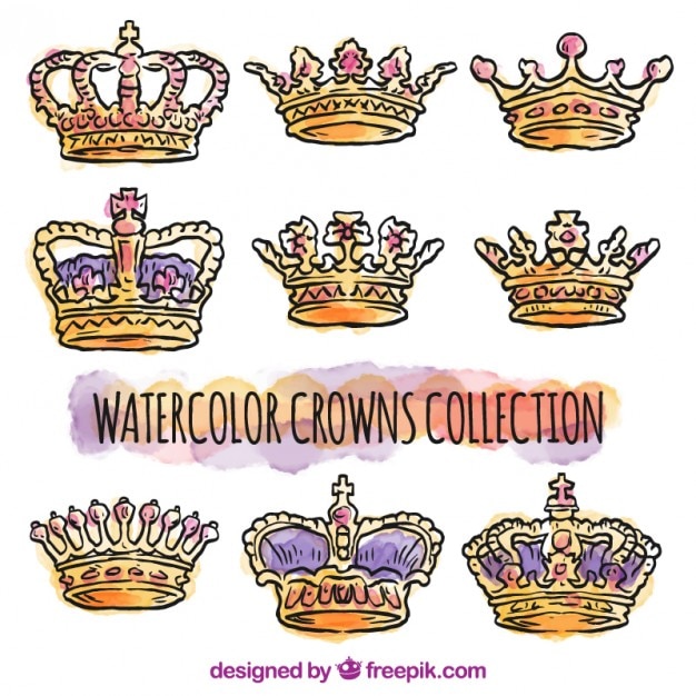 Free vector watercolor crowns collection
