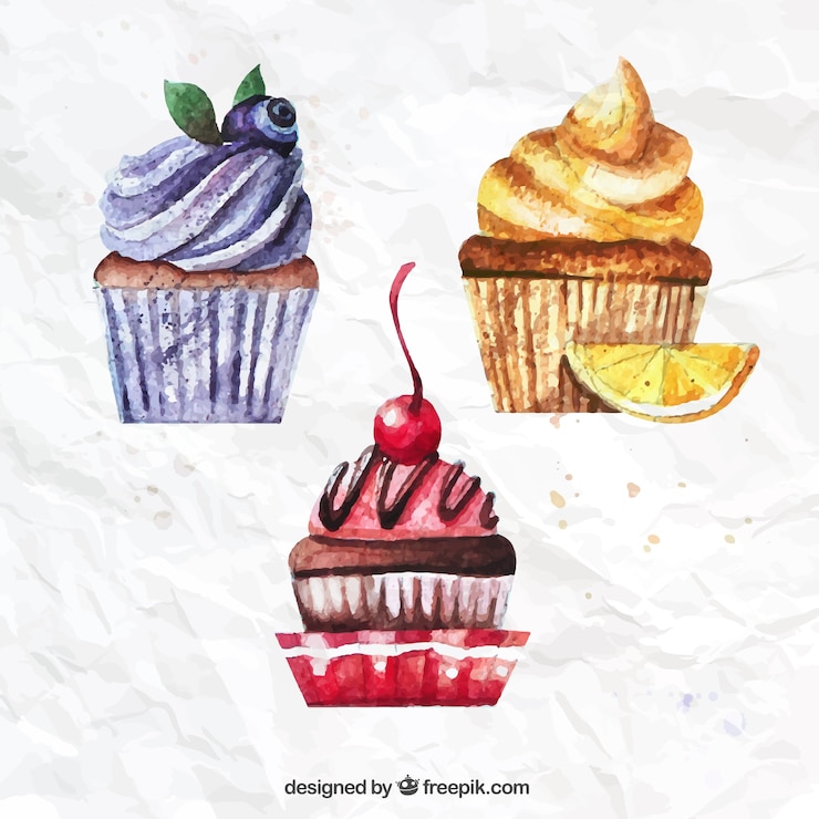 Free Vector watercolor cupcakes