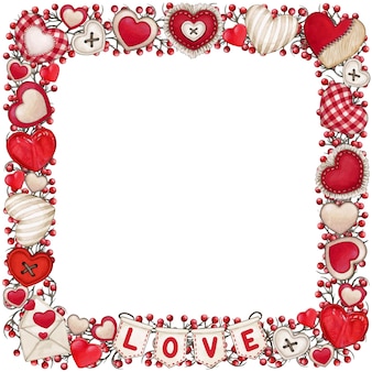Watercolor cute valentine's day frame