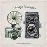 Бесплатное векторное изображение Акварельные милые старинные камеры