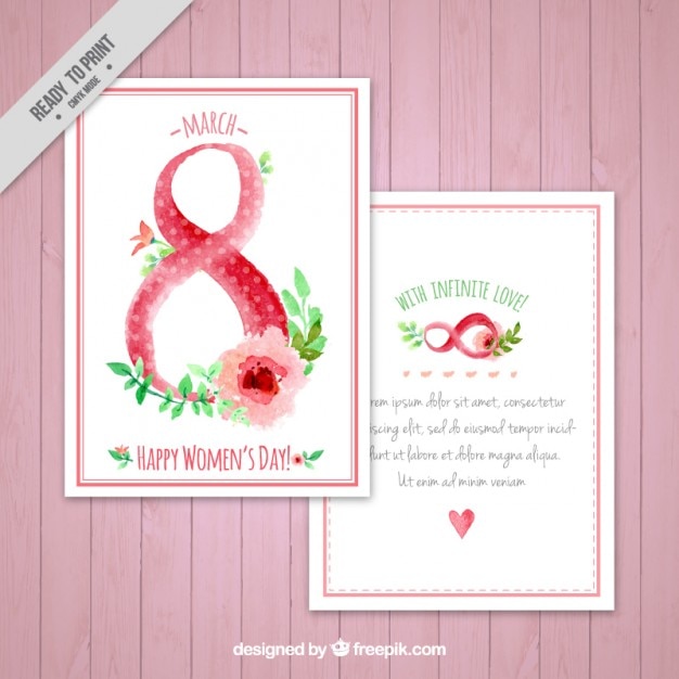 Free Vector watercolor cute women's day card