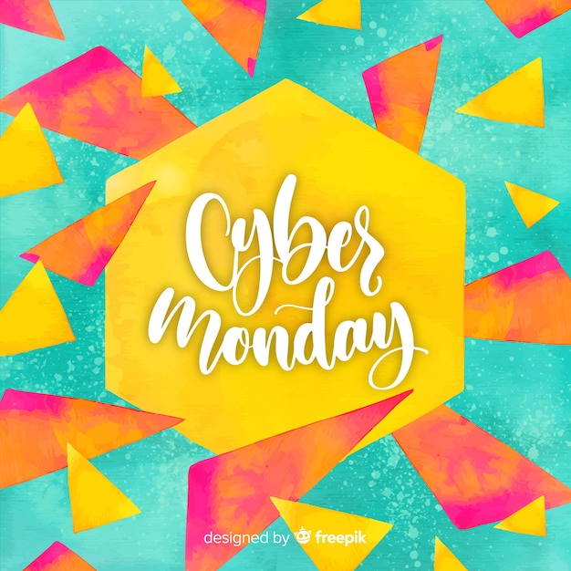 Watercolor cyber monday sales background