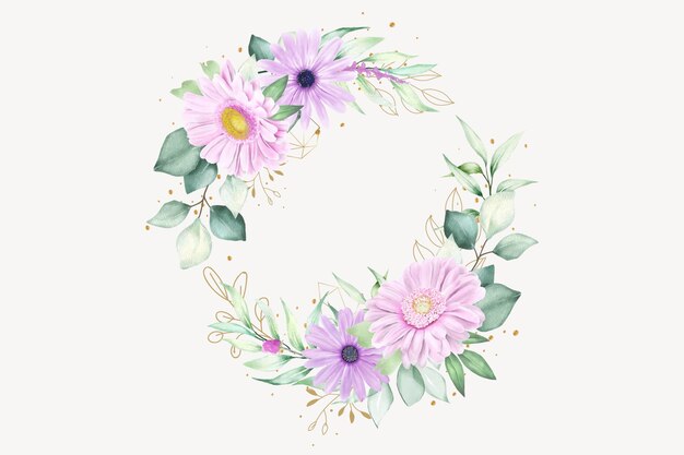 Watercolor Daisy Floral Wreath design