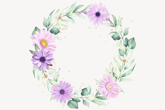 Watercolor Daisy Floral Wreath design