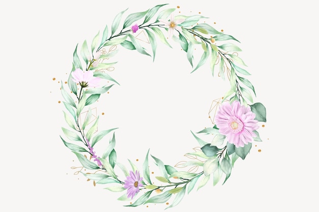 Watercolor Daisy Floral Wreath design