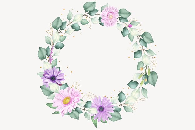 Watercolor Daisy Floral Wreath design