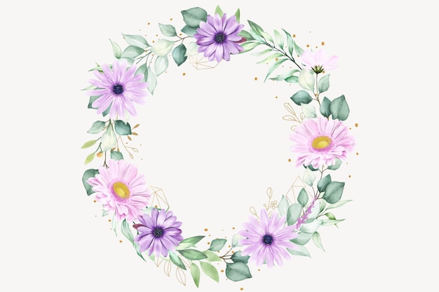 Watercolor Daisy Floral Wreath design