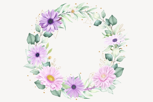 Free vector watercolor daisy floral wreath design