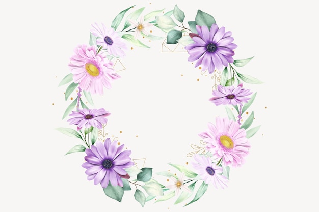 Watercolor Daisy Floral Wreath design