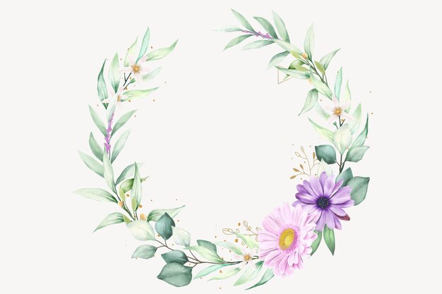 Watercolor Daisy Floral Wreath design