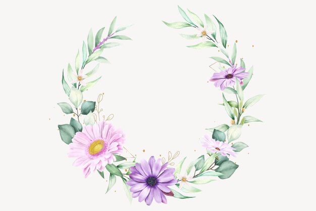 Watercolor Daisy Floral Wreath design