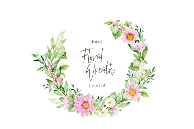 watercolor daisy floral wreath illustration