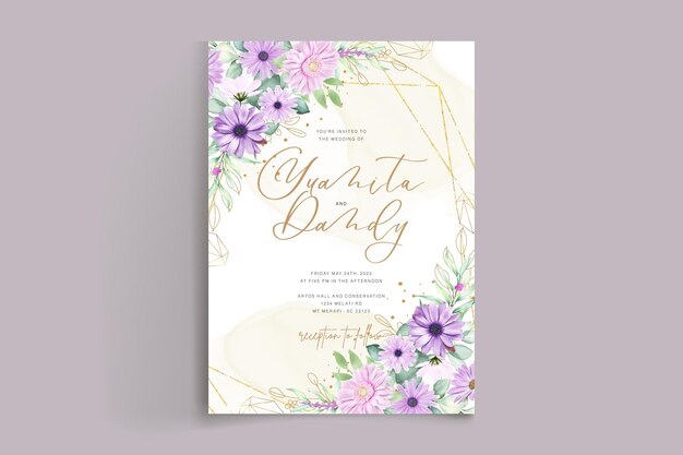 watercolor daisy flower wedding invitation card set