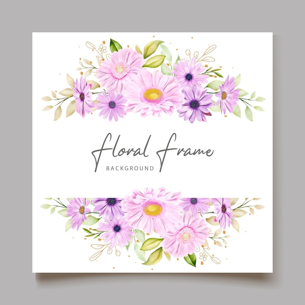 Free vector watercolor daisy summer floral background and wreath design