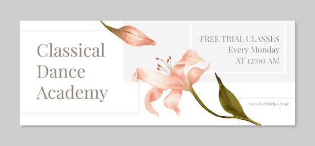 Free vector watercolor dance school facebook cover