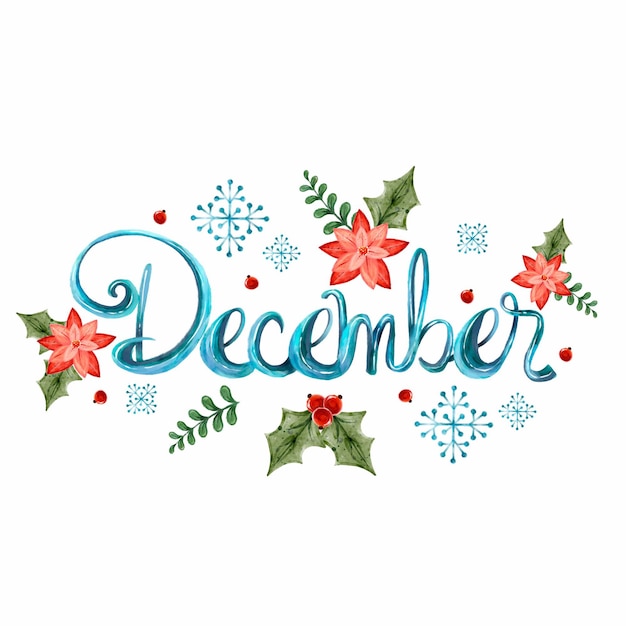 Free vector watercolor december lettering