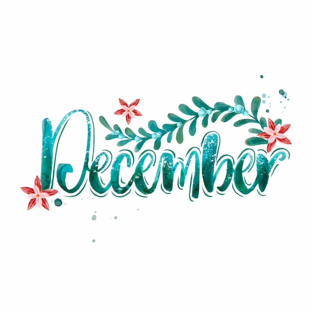 Watercolor december lettering