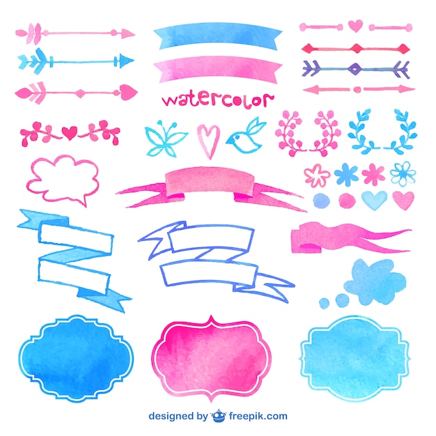 Watercolor decorative elements